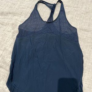 Lululemon blue tank top - lace detail with twisted back